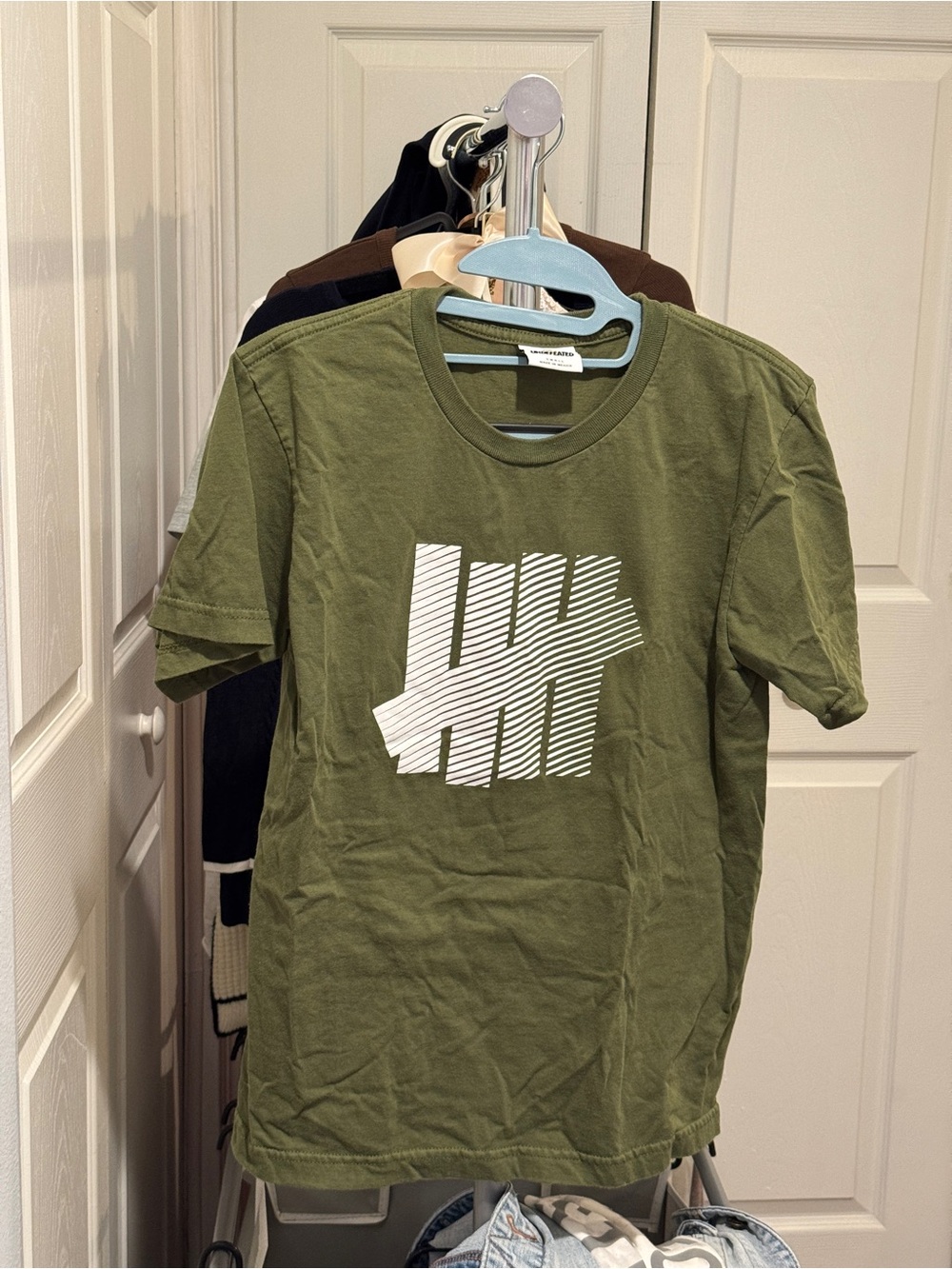 Undefeated Olive Green Short Sleeve Tee with White Logo